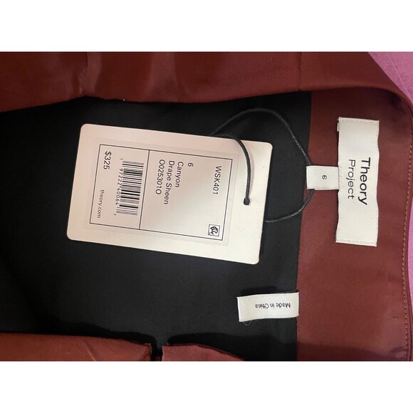 Theory Women’s Twisted Satin Midi Skirt size 6 NWT Brown Elegant Old Money - Picture 9 of 10